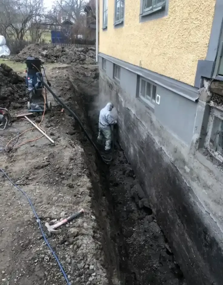 Grävning för dräneringsledning